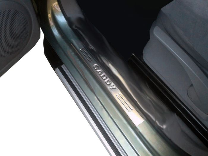 Накладки на дверные пороги OmsaLine (2 шт, нерж) для Volkswagen Caddy 2004-2010 гг