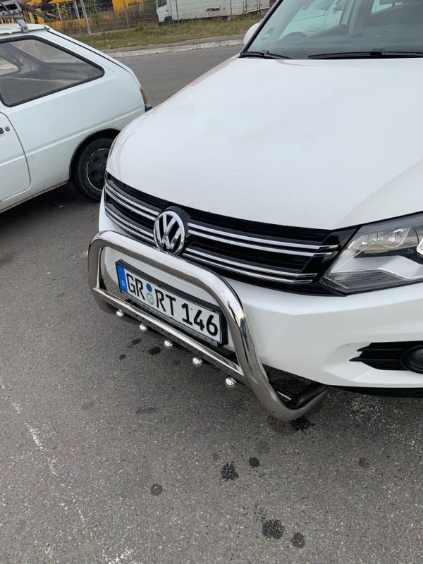 Кенгурятник WT003 (нерж) 51 мм, без надписи для Volkswagen Tiguan 2007-2016 гг