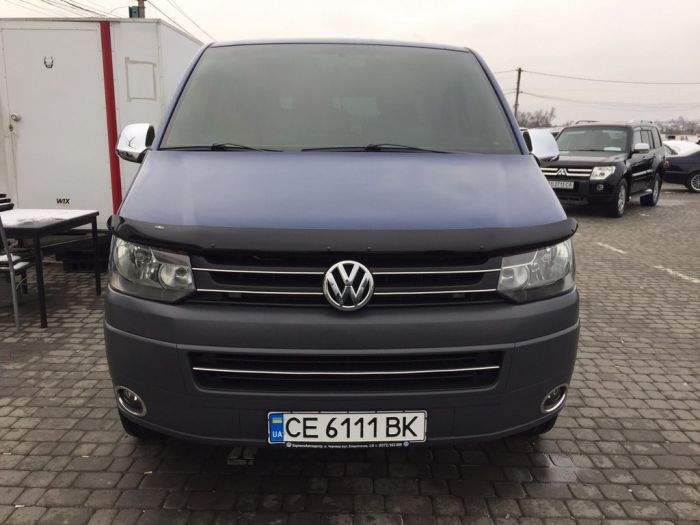 Накладка на решетку бампера (нерж) Carmos - турецкая сталь для Volkswagen T5 2010-2015 гг