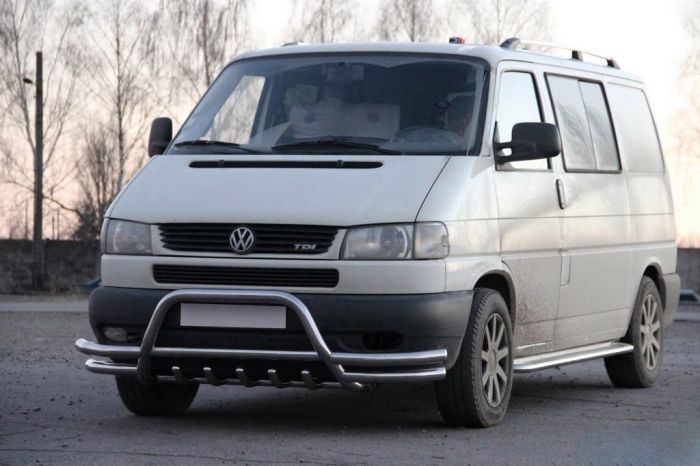 Кенгурятник WT003 Plus-2 (нерж) для Volkswagen T4 Transporter