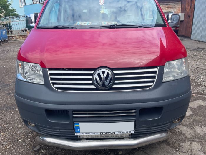 Накладки на решетку (8 полосок, нерж) Carmos - Турецкая сталь для Volkswagen T5 Transporter 2003-2010 гг