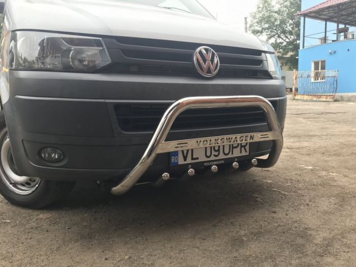 Кенгурятник WT003-4 (нерж) 60 мм, без надписи для Volkswagen T6 2015-2024,