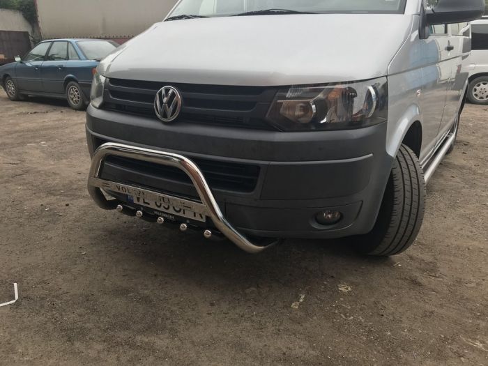 Кенгурятник WT003 (нерж) 60 мм, без надписи для Volkswagen T5 2010-2015 гг