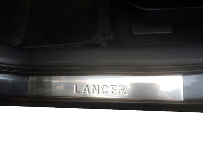 Накладки на пороги (OMSA, 4 шт, нерж) для Mitsubishi Lancer X 2008-2024 гг