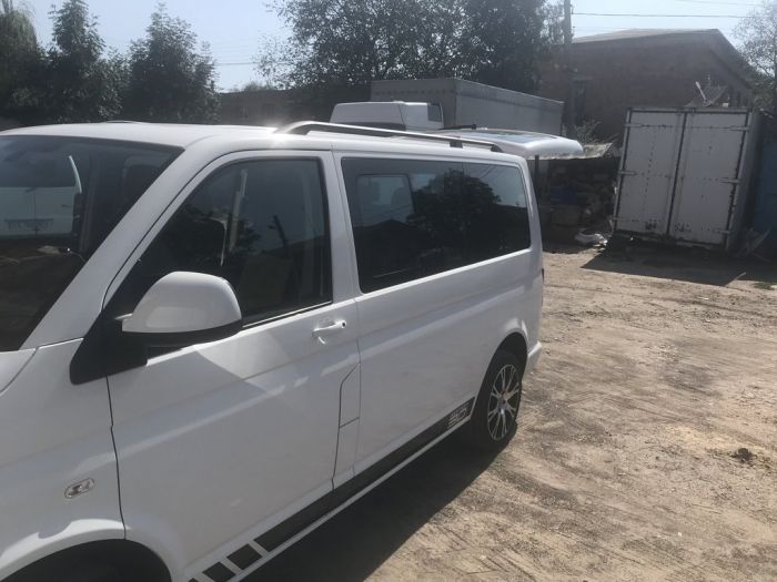 Черные рейлинги Длинная база, Пластиковые ножки для Volkswagen T5 Multivan 2003-2010 гг