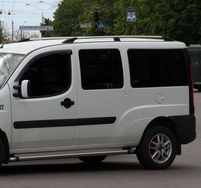 Рейлинги Хром Макси база, пластиковые ножки для Fiat Doblo I 2005-2010 гг