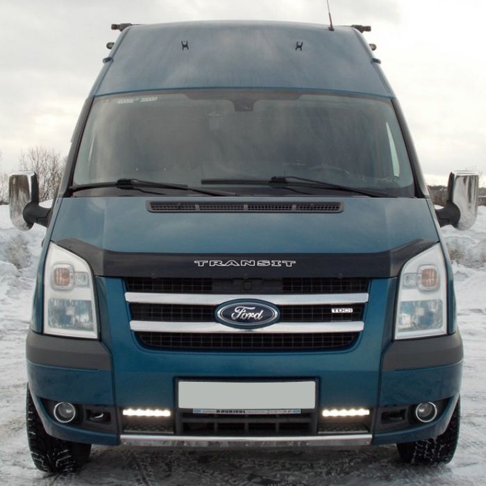 Накладка на решетку радиатора (2 шт, нерж) Carmos - Турецкая сталь для Ford Transit 2000-2014 гг