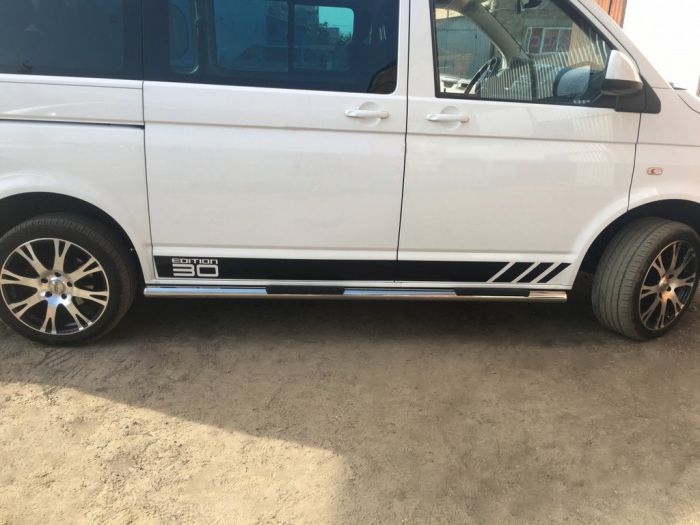 Боковые трубы BB002 (2 шт, нерж) 70мм, Длинная база для Volkswagen T5 2010-2015 гг