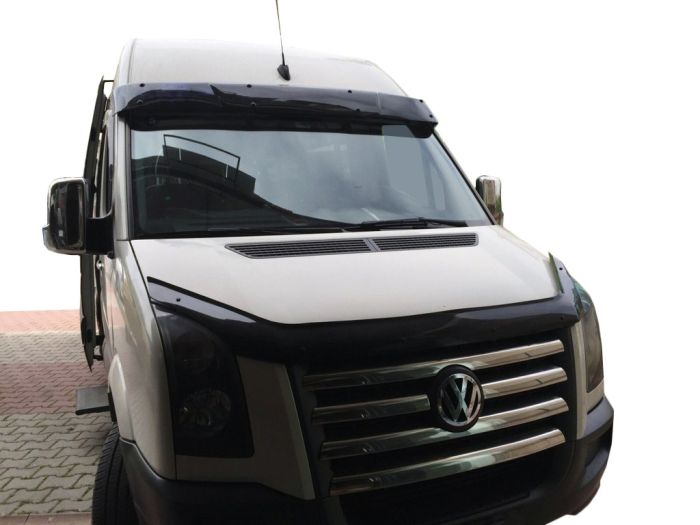 Козырек на лобовое стекло на раме V1 (черный глянец, 5мм) для Volkswagen Crafter 2006-2017 гг