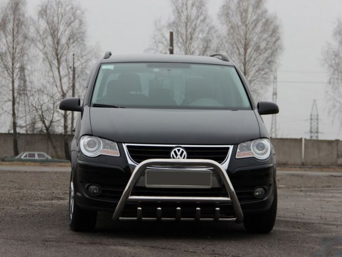 Кенгурятник WT003 (нерж) 51 мм, без надписи для Volkswagen Touran 2003-2010 гг