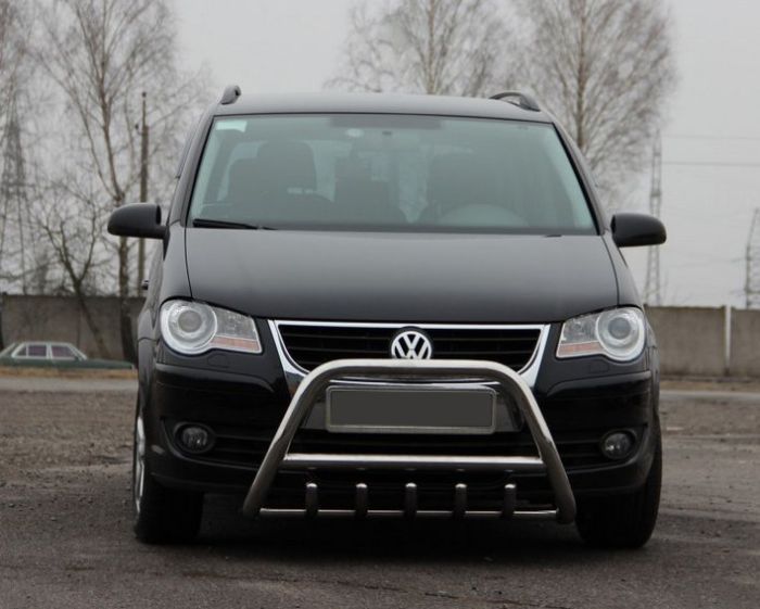 Кенгурятник WT003 (нерж) 51 мм, без надписи для Volkswagen Touran 2010-2015 гг