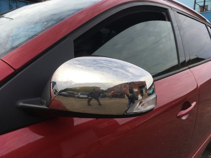Накладки на зеркала (2 шт, нерж.) OmsaLine - Итальянская нержавейка для Renault Scenic/Grand 2009-2016 гг
