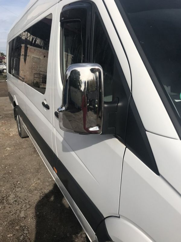 Накладки на зеркала (2 шт) Carmos, Турецкая сталь для Volkswagen Crafter 2006-2017 гг