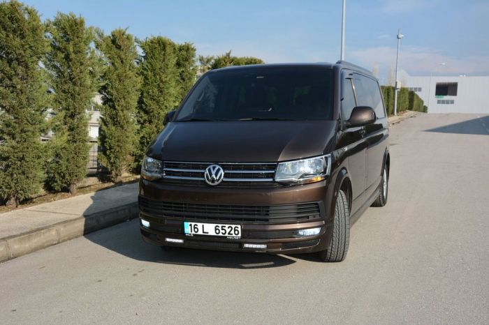 Накладка на передний бампер Sport 2-LED 2015-2018 (под покраску) для Volkswagen T6 2015-2024, 2019-2024 гг