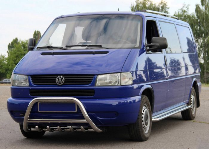 Кенгурятник WT003 (нерж) 51мм, с надписью для Volkswagen T4 Caravelle/Multivan