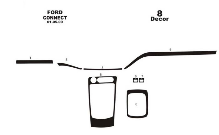 Накладки на панель (маленький комплект) Дерево для Ford Connect 2010-2013 гг