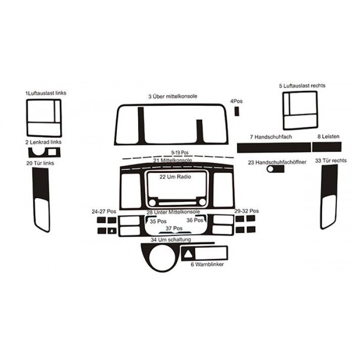 Накладки на панель Дерево для Volkswagen T5 2010-2015 гг