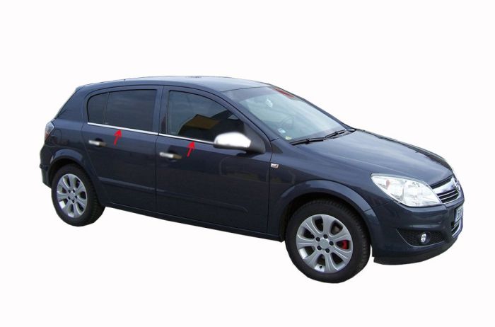 Наружняя окантовка стекол (нерж) Hatchback, OmsaLine - Итальянская нержавейка для Opel Astra H 2004-2013 гг