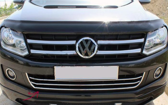 Накладки на передний бампер с улыбкой (3 шт, нерж) для Volkswagen Amarok 2010-2022 гг