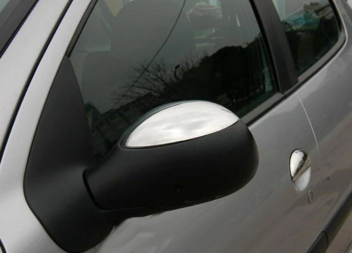 Накладки на зеркала (2 шт) Carmos - Турецкая сталь для Peugeot 206