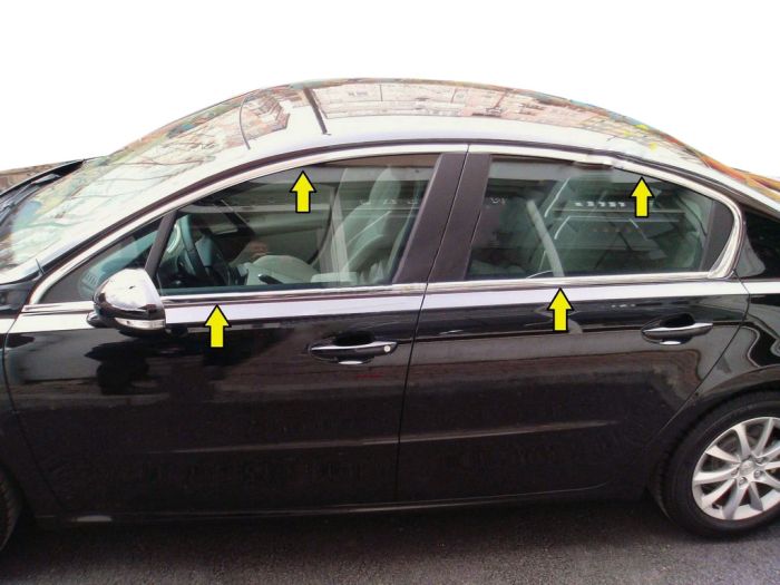 Полная окантовка стекол (Sedan, нерж) для Peugeot 508 2010-2018 гг