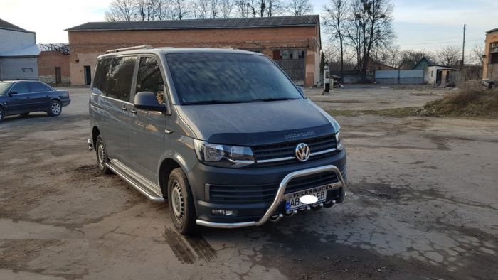 Кенгурятник с усами WT004-ST (нерж) для Volkswagen T6 2015-2024,