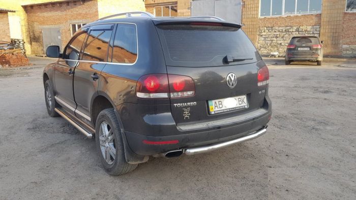 Задняя защита AK002 (2 шт., нерж) для Volkswagen Touareg 2002-2010 гг