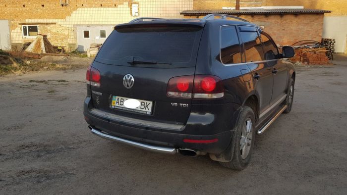 Задняя защита AK002 (2 шт., нерж) для Volkswagen Touareg 2002-2010 гг