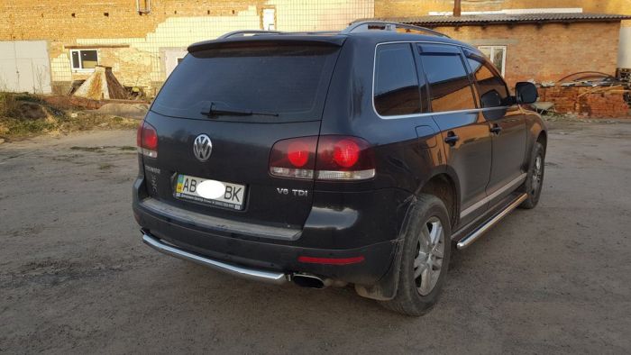 Задняя защита AK002 (2 шт., нерж) для Volkswagen Touareg 2002-2010 гг