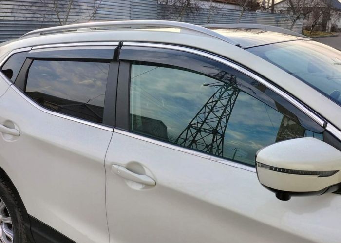 Ветровики с хромом (4 шт, Sunplex Chrome) для Nissan Qashqai 2014-2021 гг