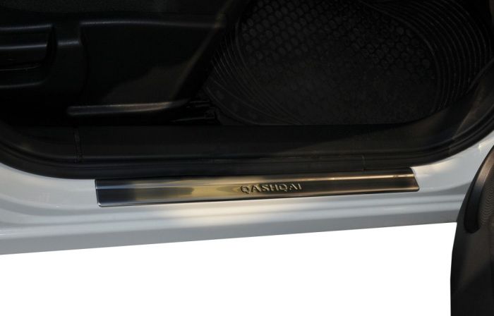 Накладки на пороги (Omsa, 4 шт, нерж.) Стандарт для Nissan Qashqai 2010-2014 гг