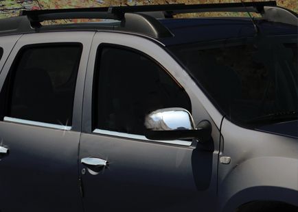 Накладки на зеркала вариант 1 (2 шт, нерж) Carmos - Турецкая сталь для Dacia Duster 2008-2018 гг