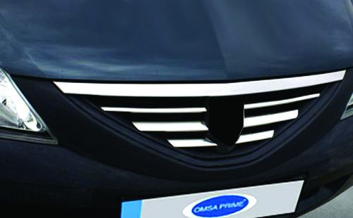 Накладки на решетку радиатора (нерж.) Carmos - Турецкая сталь для Renault Logan I 2005-2008 гг