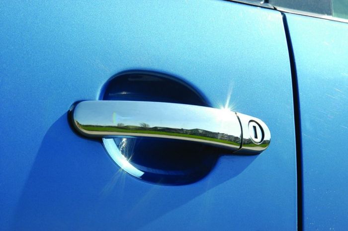 Накладки на ручки (нерж) 2 шт, Carmos - Турецкая сталь для Seat Ibiza 2002-2009 гг