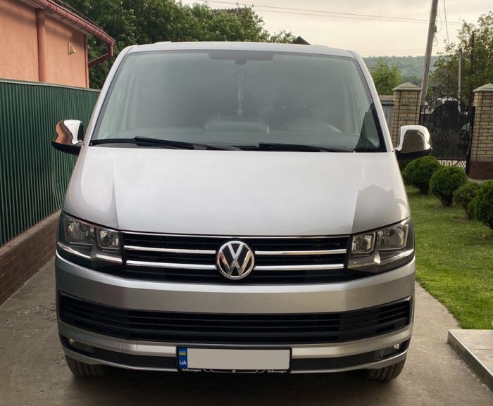 Накладки на решетку верхняя2015-2019 (2 шт, нерж) для Volkswagen T6 2015-2024, 2019-2024 гг