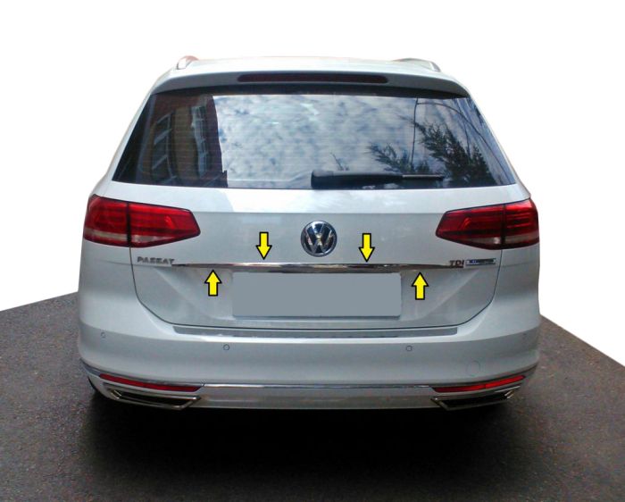 Накладка над номером SW (Carmos, нерж) для Volkswagen Passat B8 2015-2024 гг