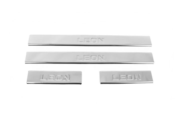 Накладки на пороги Carmos V2 (4 шт, нерж) для Seat Leon 2013-2020 гг