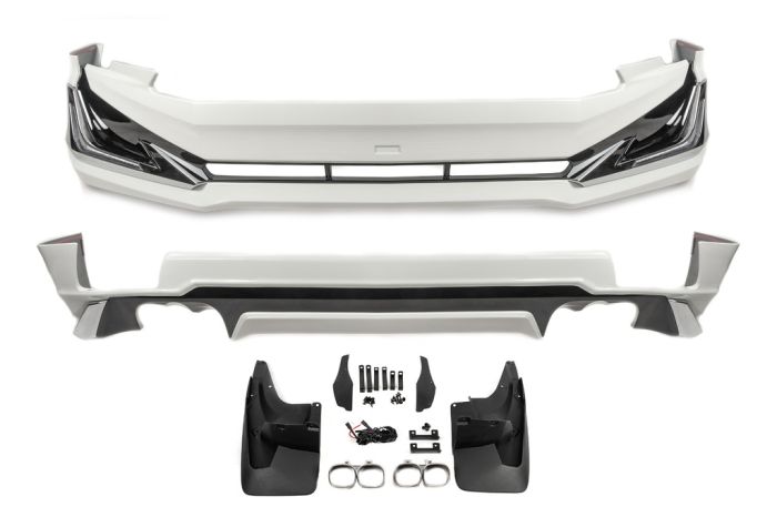 Накладки на передний и задний бампер Modelista V3-LED (2017-) Белый цвет для Toyota Land Cruiser Prado 150