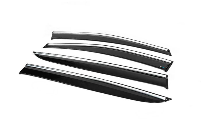 Ветровики с хромом (4 шт, Sunplex Chrome) для Kia Sportage 2015-2021 гг