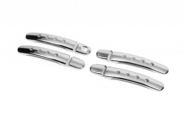 Накладки на ручки с дырочками (4 шт, нерж) Carmos - Турецкая сталь для Skoda Citigo 2011-2024 гг