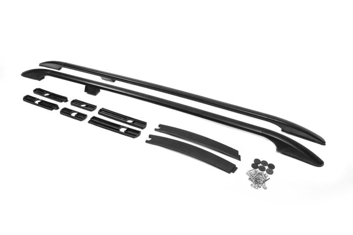 Рейлинги OmsaLine Solid (2 шт, черные) Длинная база для Ford Connect 2014-2021 гг