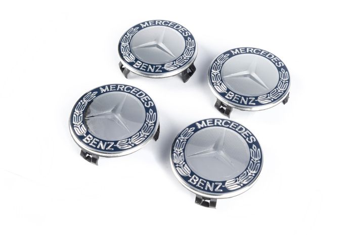 Колпачки на диски 71/75 мм без кольца (4 шт, синие V1) для Тюнинг Mercedes