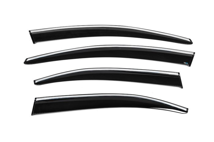 Ветровики с хромом (4 шт, Sunplex Chrome) для Peugeot 301