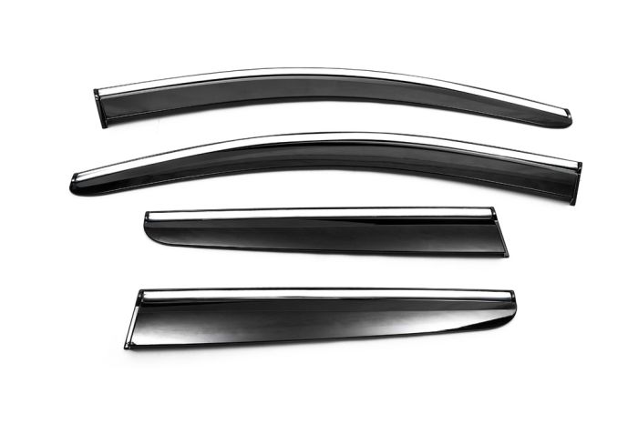 Ветровики с хромом (4 шт, Sunplex Chrome) для Peugeot 3008 2016-2024 гг