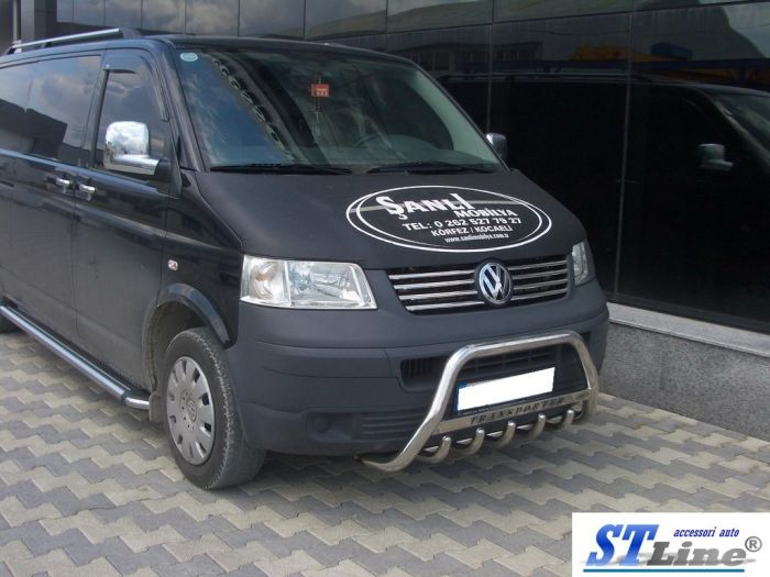 Кенгурятник WT003 (нерж) 60мм, с надписью для Volkswagen T5 Caravelle 2004-2010 гг