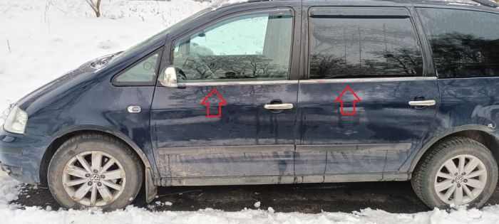 Окантовка стекол (4 шт, нерж) OmsaLine - Итальянская нержавейка для Volkswagen Sharan 1995-2010 гг