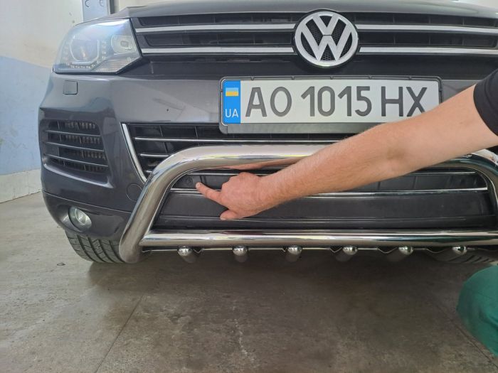 Кенгурятник WT003 (нерж) для Volkswagen Touareg 2010-2018 гг